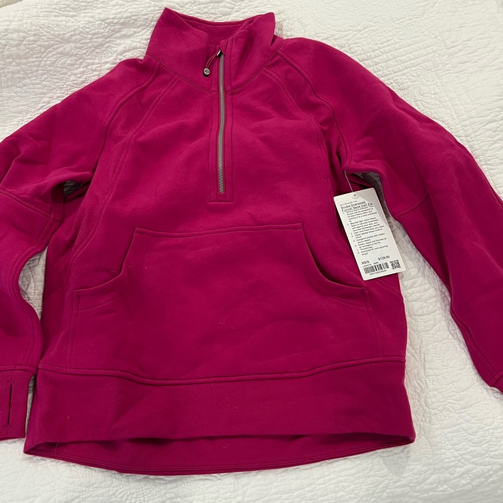 Lululemon scuba oversized half zip funnel neck in ripened raspberry